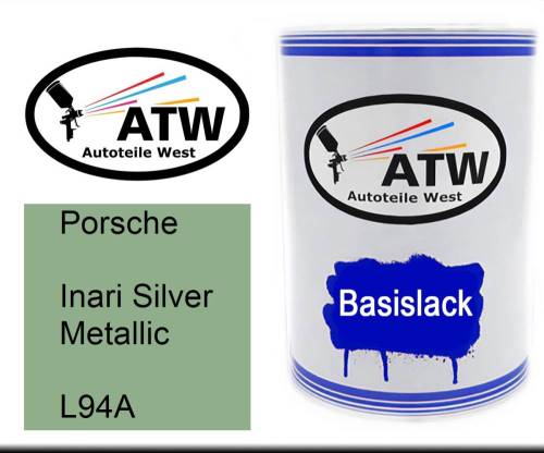 Porsche, Inari Silver Metallic, L94A: 500ml Lackdose, von ATW Autoteile West.